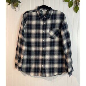 Alpine Design Navy & White Plaid Button-Up Long Sleeve Men's Shirt L